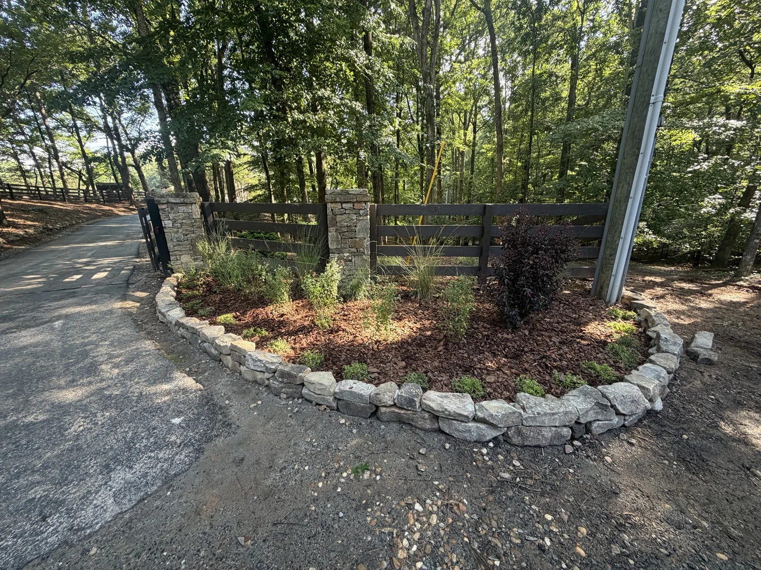 Stone border and landscape planting
